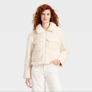 Women's Cozy Faux Shearling Jacket - Universal Thread™ Cream XL